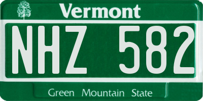 VT license plate NHZ582