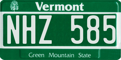 VT license plate NHZ585