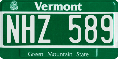 VT license plate NHZ589