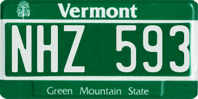 VT license plate NHZ593
