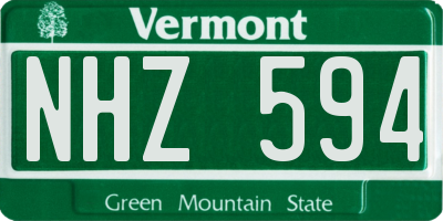 VT license plate NHZ594