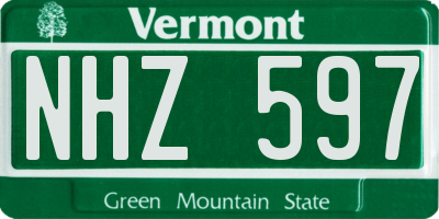 VT license plate NHZ597