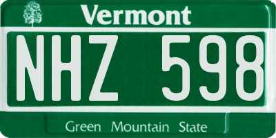 VT license plate NHZ598