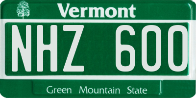 VT license plate NHZ600