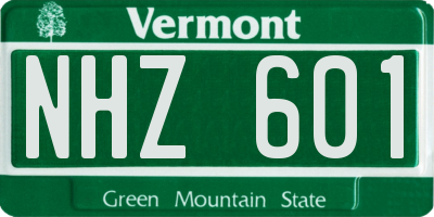 VT license plate NHZ601