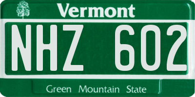 VT license plate NHZ602