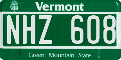 VT license plate NHZ608