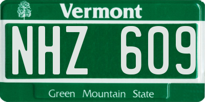 VT license plate NHZ609