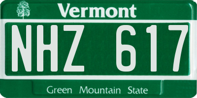 VT license plate NHZ617