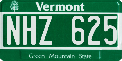 VT license plate NHZ625