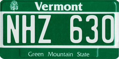 VT license plate NHZ630