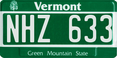 VT license plate NHZ633