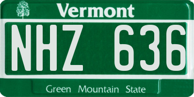VT license plate NHZ636