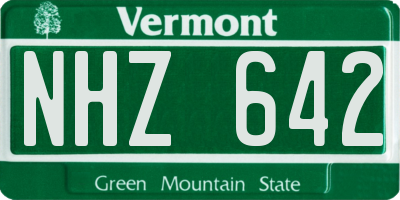 VT license plate NHZ642