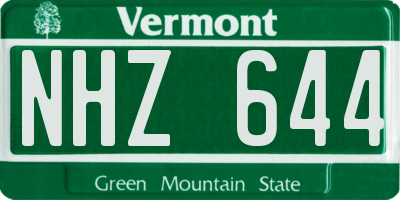 VT license plate NHZ644