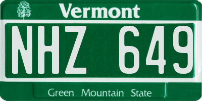 VT license plate NHZ649