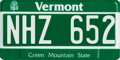 VT license plate NHZ652