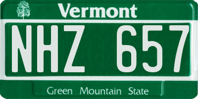 VT license plate NHZ657