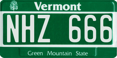 VT license plate NHZ666