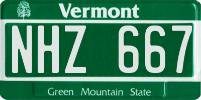 VT license plate NHZ667