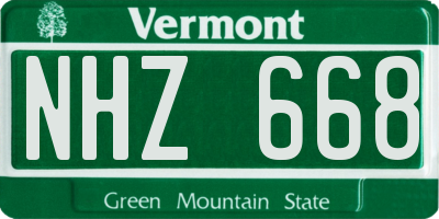 VT license plate NHZ668