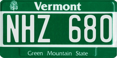 VT license plate NHZ680