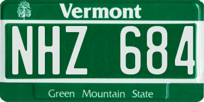 VT license plate NHZ684