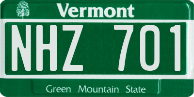 VT license plate NHZ701