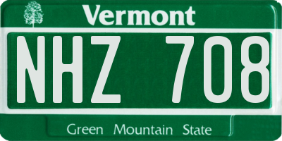VT license plate NHZ708