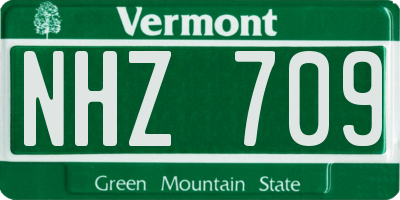 VT license plate NHZ709