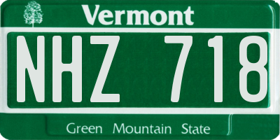 VT license plate NHZ718