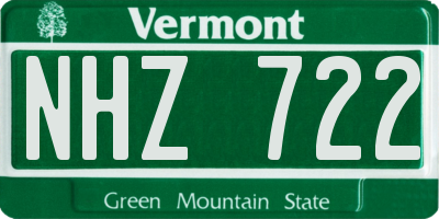VT license plate NHZ722