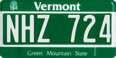 VT license plate NHZ724
