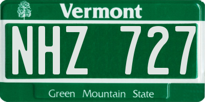 VT license plate NHZ727