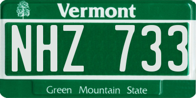 VT license plate NHZ733