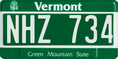 VT license plate NHZ734