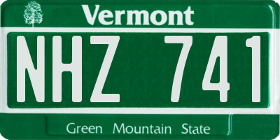 VT license plate NHZ741