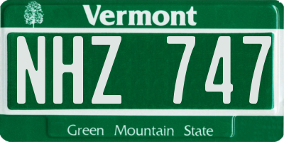 VT license plate NHZ747