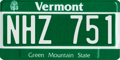 VT license plate NHZ751