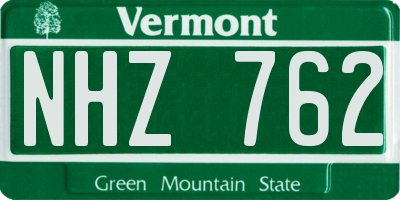 VT license plate NHZ762