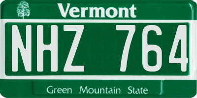 VT license plate NHZ764