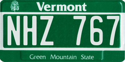 VT license plate NHZ767