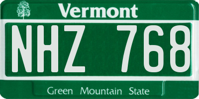 VT license plate NHZ768