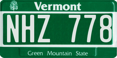VT license plate NHZ778