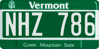 VT license plate NHZ786