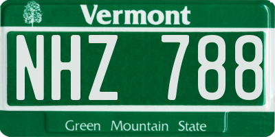 VT license plate NHZ788