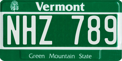 VT license plate NHZ789