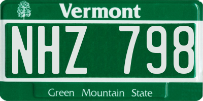 VT license plate NHZ798