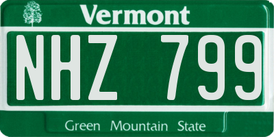 VT license plate NHZ799