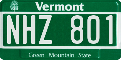 VT license plate NHZ801